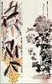 Qi Baishi Chrysantheme und Loquat Chinesische Malerei